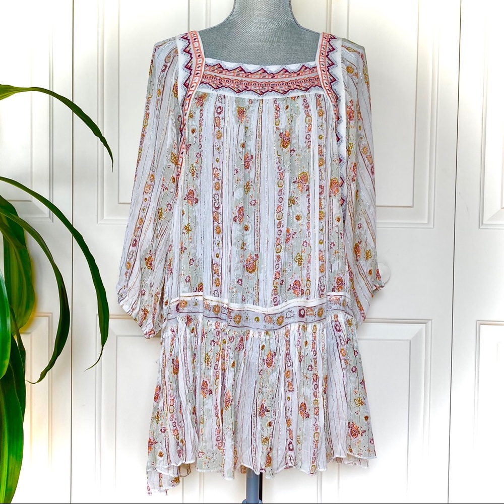 NWT Free People Chiffon Tunic w 2 ties on the back - Picture 4 of 8